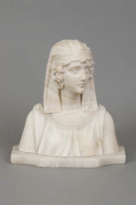 Lot 1147 - A. MICHELOTTI (19./20. Jahrhundert) Alabaster Büste "Junge Ägypterin mit Nemes"