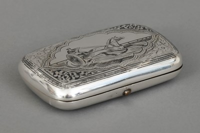 Lot 519 - Silber Zigarettenschatulle mit Niello-Dekor