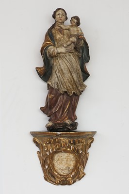 Lot 1312 - Sakrale Holzschnitzfigur "Madonna mit Jesuskind"