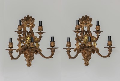 Lot 2031 - Paar vergoldete Bronze Wandlampen "Empire"