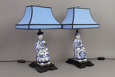 Lot 91 - Paar chinesische Tischlampen mit Porzellanfiguren