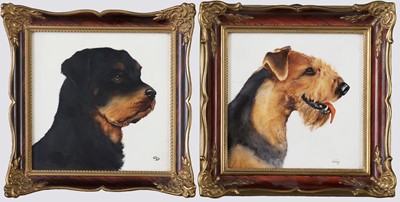 Lot 391 - 2 ROSENTHAL Porzellanbilder "Airedale-Terrier" und "Rottweiler"