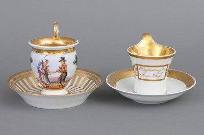 Lot 777 - 2 Biedermeier Tassen mit Untertassen