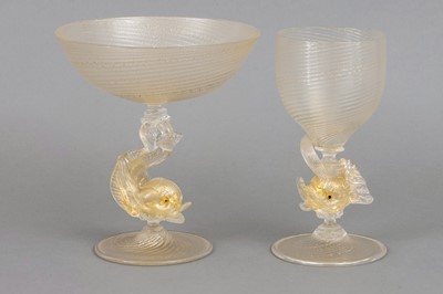 Lot 1047 - SALVIATI Glas Fußschale und Pokal