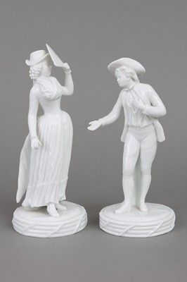 Paar ROYAL COPENHAGEN Porzellanfiguren "Dame mit Fächer" und "Kavalier"
