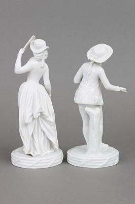 Paar ROYAL COPENHAGEN Porzellanfiguren "Dame mit Fächer" und "Kavalier"