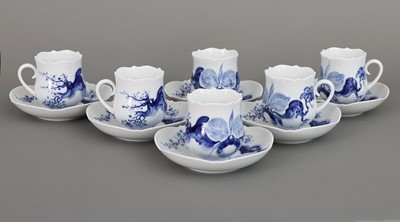 Lot 828 - 6 MEISSEN Kaffeetassen mit Untertassen