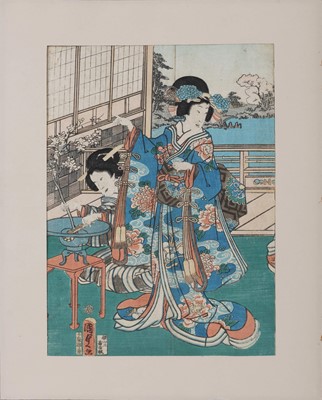 Lot 175 - UTAGAWA KUNISADA (1786-1865) Farbholzschnitt "Ikebana"