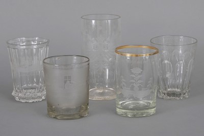 Lot 1072 - 5 Glasbecher des 19. Jahrhunderts