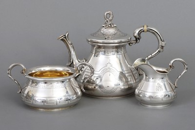 3-teiliges Silber Teeservice des Biedermeier