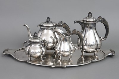5-teiliges Silber- und Kaffee-/Tee Service in Barockform