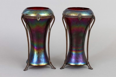 Lot 1016 - Paar Jugendstil Glas Vasen