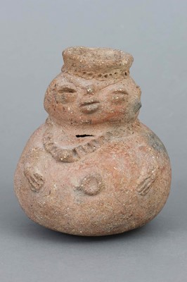 Antikes Präkolumbisches anthropomorphes Vasen-/ Vorratsgefäß in Figurenform
