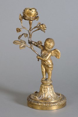 Lot 1391 - Bronze Figurenleuchter "Putto mit Rose"