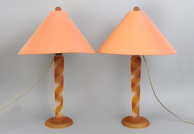 Lot 553 - Paar Tischlampen mit Glasfüßen