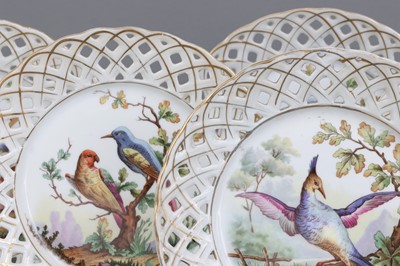 6 Porzellanteller mit Vogeldekor