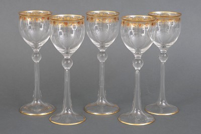 Lot 1012 - 5 Jugendstil Weingläser