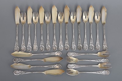 Lot 507 - BRUCKMANN & SÖHNE Jugendstil Silber Fischbesteck