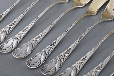 Lot 507 - BRUCKMANN & SÖHNE Jugendstil Silber Fischbesteck