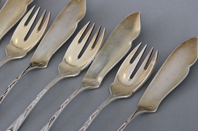 Lot 507 - BRUCKMANN & SÖHNE Jugendstil Silber Fischbesteck