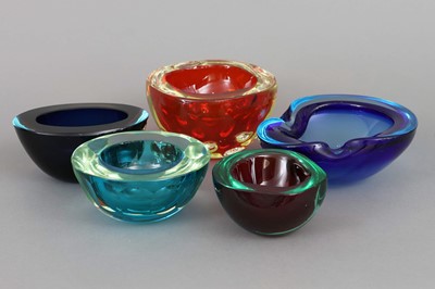 Lot 1048 - Konvolut 5 MURANO Sommerso Glasschalen/ Aschenbecher