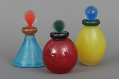 Lot 1080 - Wohl FRANCO MORETTI (Murano) 3 Glas Flakons