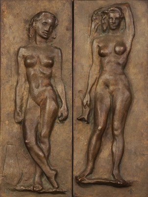 Lot 1633 - Paar Bronze Reliefplaketten "weibliche Akte"