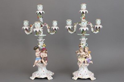 Lot 800 - Paar MEISSEN Porzellan-Prunkleuchter