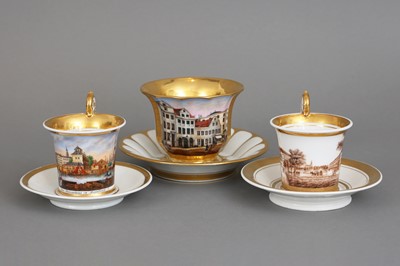 Lot 832 - 3 Biedermeier-Porzellantassen mit Ansichten