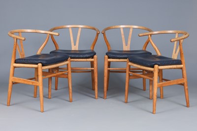 Lot 206 - 4 vintage CARL HANSEN (Denmark) "Wishbone" Chairs