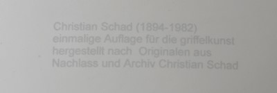 CHRISTIAN SCHAD (1894 Miesbach/Oberbayern - 1982 Stuttgart)