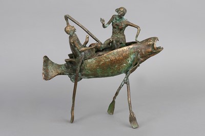 Lot 1827 - wohl Karl Ulrich NUSS (*1943), Bronzefigur ¨Ruderer auf Fisch¨