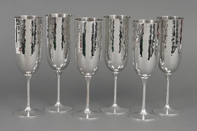 Lot 491 - 6 ROBBE & BERKING (Flensburg) versilberte Champagnerkelche "Martelé"