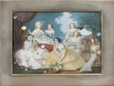 EMANUEL THOMAS PETER (1799-1873) Miniatur des 19. Jahrhunderts "Kaiserin Eugenie und Hofdamen"