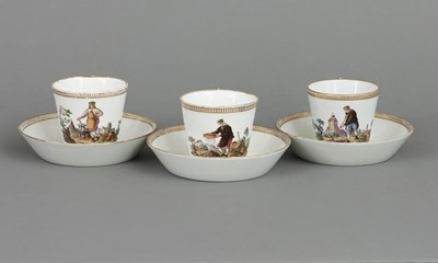 Lot 753 - 3 MEISSEN Porzellantassen mit Untertassen