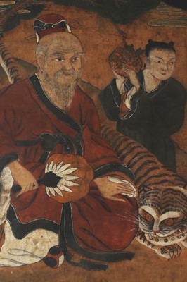 Lot 87 - Koreanisches Tuschebild "Berggeist (Sansin) mit Tiger-Avatar"