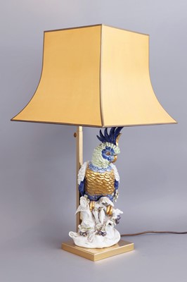 Lot 461 - SPA (Italien) Tischlampe mit Porzellanfigur "Kakadu"