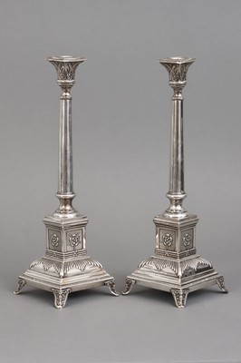 Paar M. ROZENBLATT (Warschau) Silber Tischleuchter im Empire-Stil