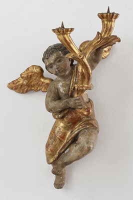 Lot 1345 - Wandapplike des Barock "Putto mit 2 Fackeln"