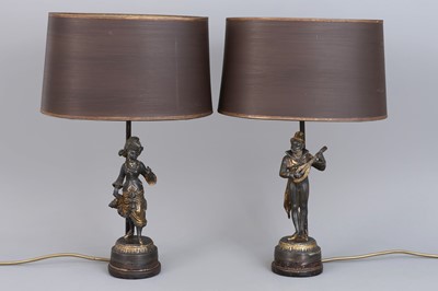 Lot 454 - Paar Tischlampen mit Figurenstaffage