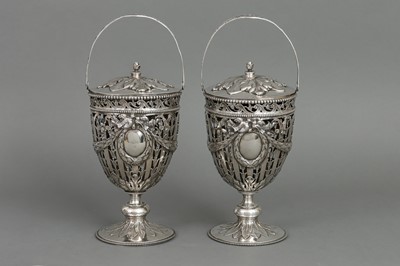 Paar Silber Deckelkörbe im Empire Stil