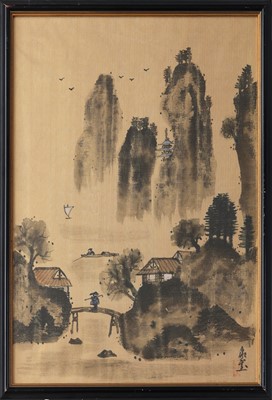 Lot 134 - Chinesische Tuschezeichnung "Flusslandschaft"