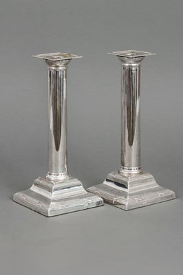 THOMAS A SCOTT (Sheffield, England) Paar Silber Tischleuchter