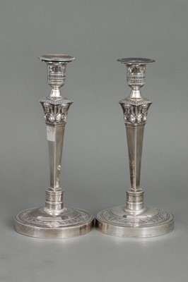 Paar Empire Silber Tischleuchter