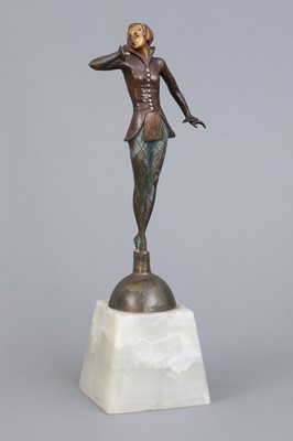 Lot 1834 - JOSEF LORENZL (1892-1950) Bronzefigur "Tänzerin als Harlekin"