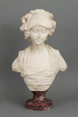 Lot 1801 - Nach JEAN-BAPTISTE GREUZE (1725-1805) Alabaster Büste "Junge Magd"