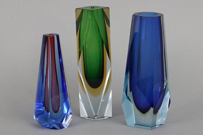 Lot 1130 - MURANO (teilweise) 3 Sommerso Glasvasen