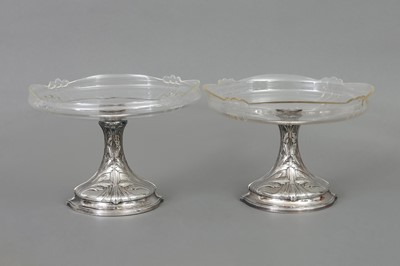 Lot 580 - Paar versilberte ARTHUR KRUPP (Österreich) Jugendstil Fußschalen