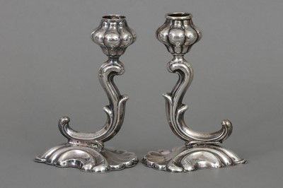 Lot 555 - Paar KOCH & BERGFELD (Bremen) Silber Tischleuchter