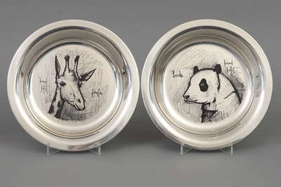 Lot 479 - 2 BERNARD BUFFET Silber Zierteller "Giraffe" und "Panda"